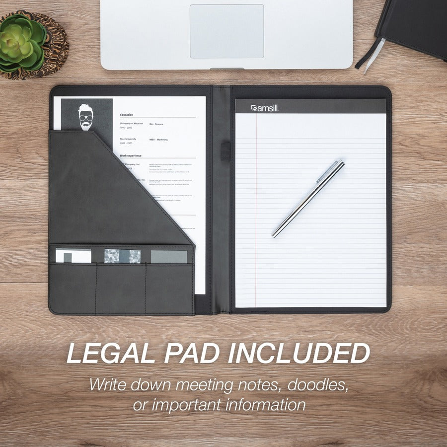 Samsill 71650 Pad Folio - Black, Gray - 1 Each - 6