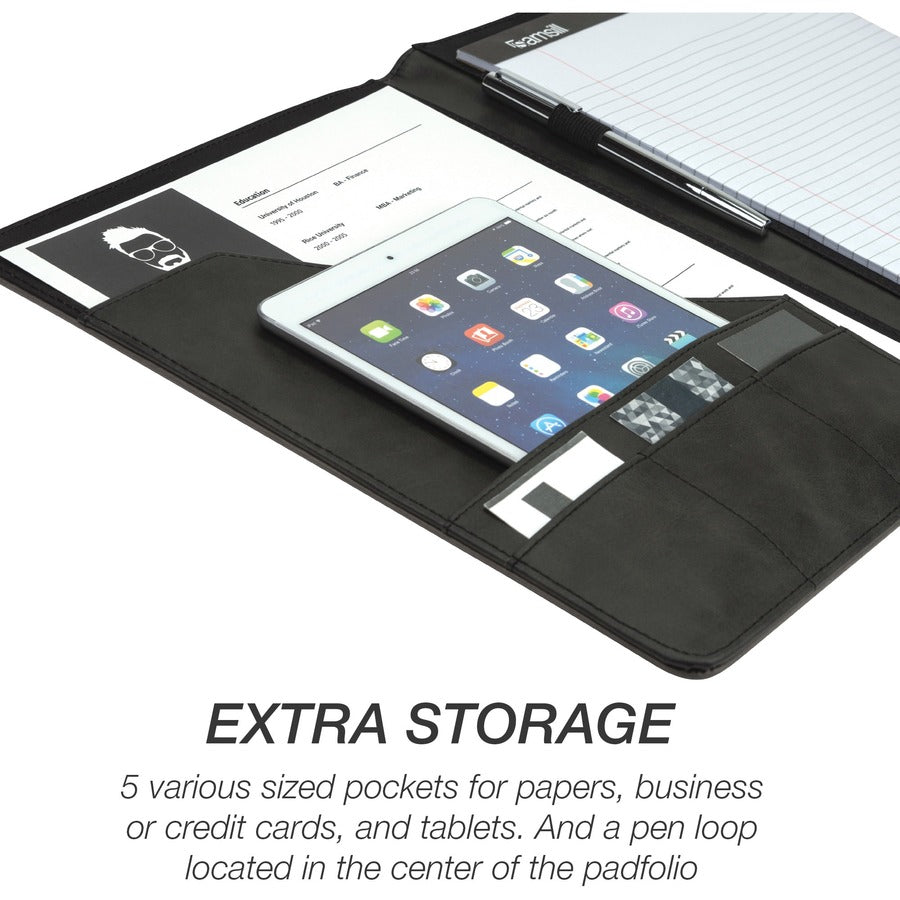 Samsill 71650 Pad Folio - Black, Gray - 1 Each - 5