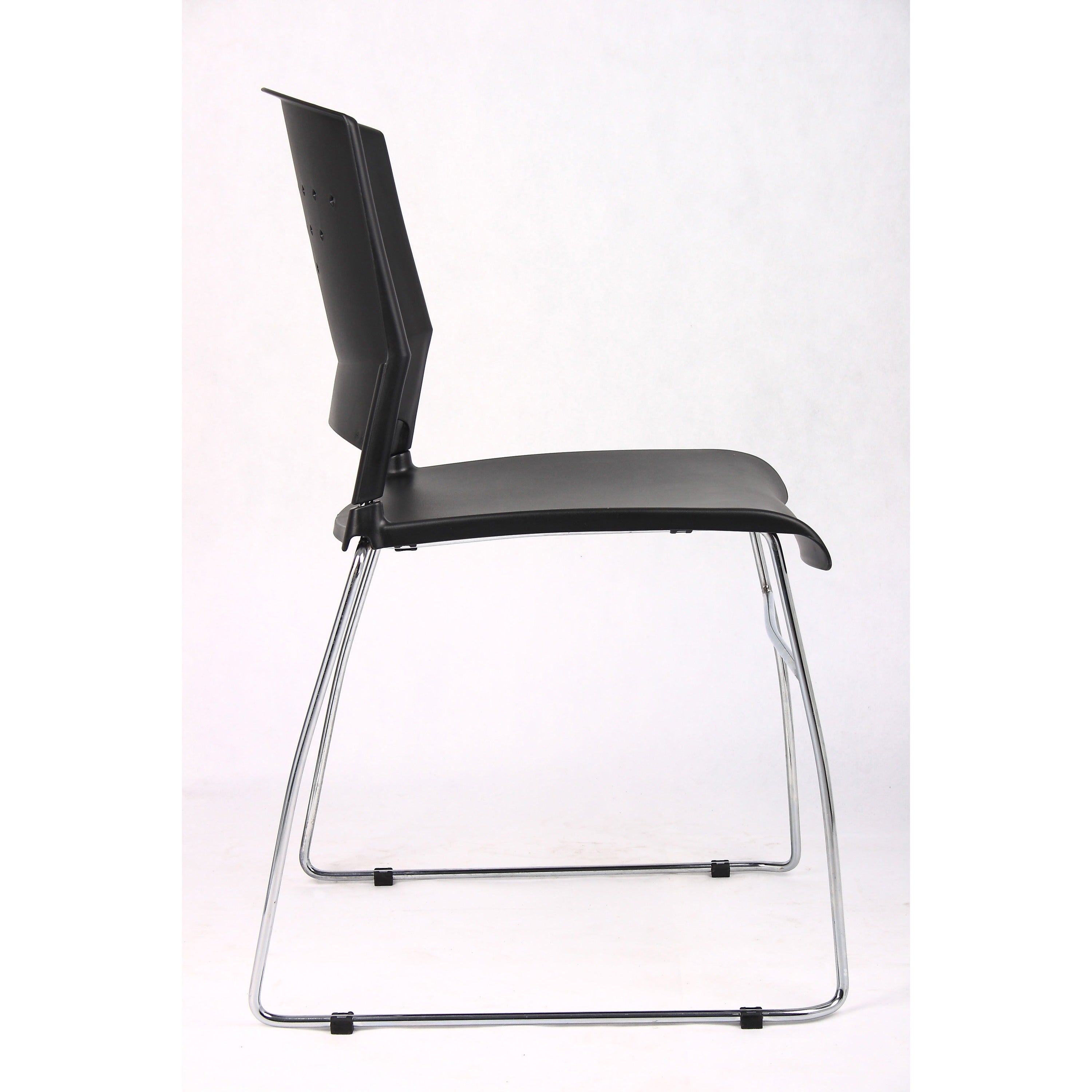 boss-black-stack-chair-with-chrome-frame-4-pcs-pack-black-polypropylene-seat-black-polypropylene-back-chrome-frame-sled-base-4-pack_bopb1400bk4 - 4