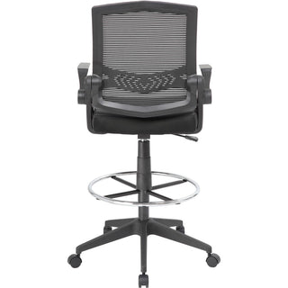 Boss Black Flip Arm Mesh Drafting Stool - Black Seat - Black Mesh Back - Armrest - 1 Each