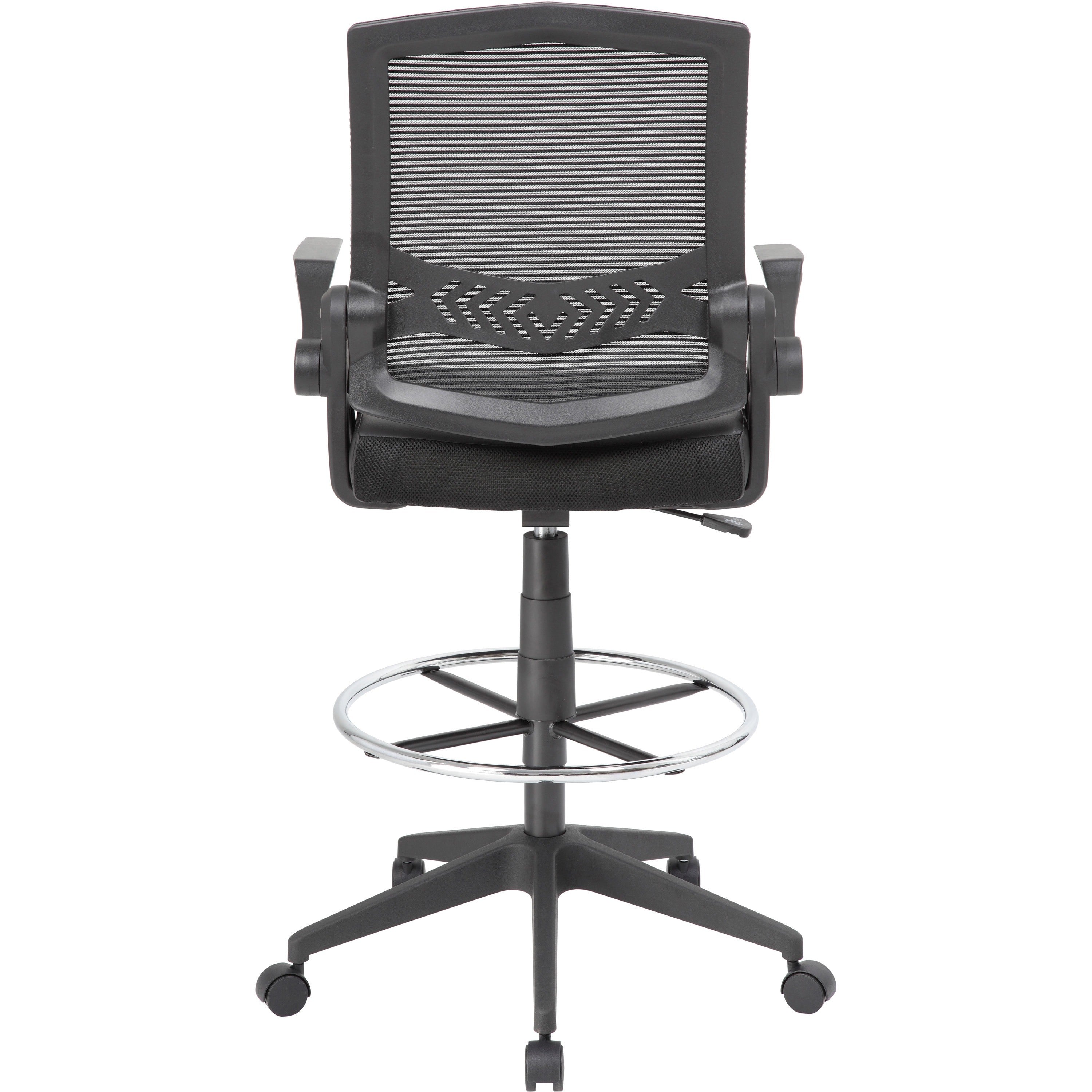 Boss Black Flip Arm Mesh Drafting Stool - Black Seat - Black Mesh Back - Armrest - 1 Each - 4