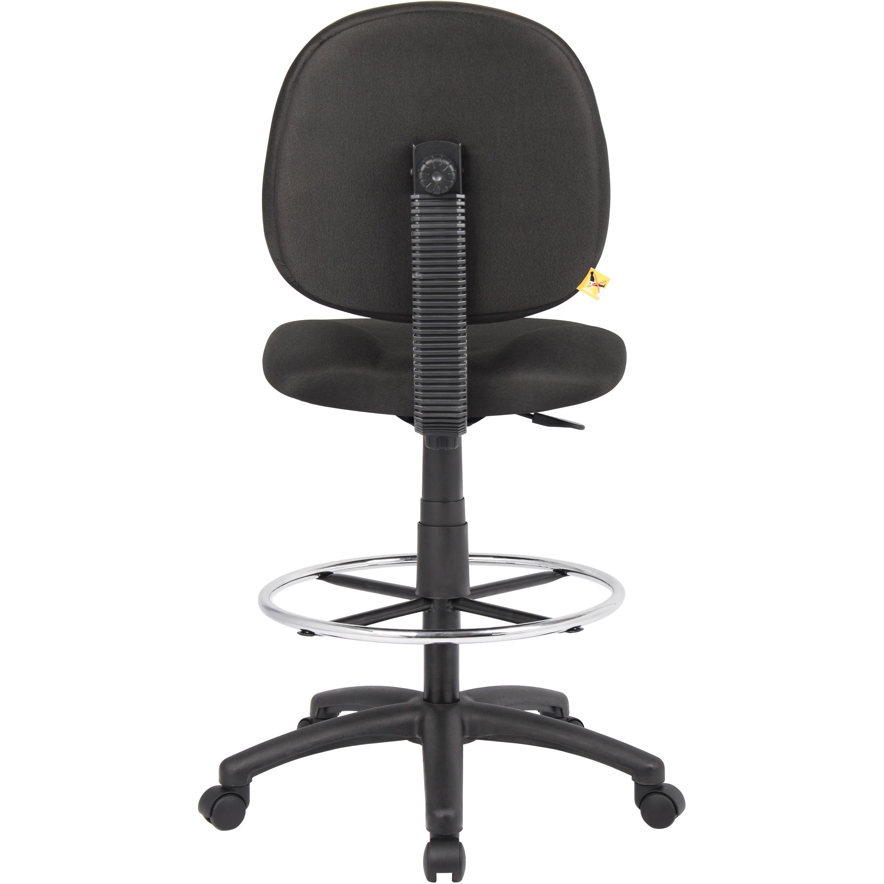 Boss Stand Up Fabric Drafting Stool with Foot Rest, Black - Black Crepe Fabric Seat - Black Crepe Fabric Back - 5-star Base - 1 Each - 4