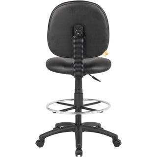 Boss Stand Up Drafting Stool with Foot Rest Black - Black Vinyl Seat - Black Vinyl Back - 5-star Base - 1 Each