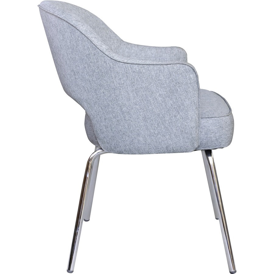 Boss Granite Linen Guest Chair - Granite Linen Seat - Granite Linen Back - Chrome Frame - Four-legged Base - 1 Each