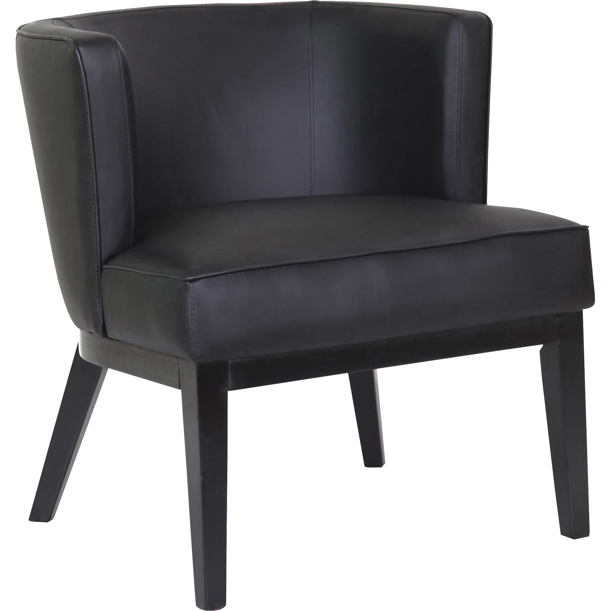 Boss Ava Accent Chair-Black - Black Vinyl, Plush Seat - Black Vinyl Back - Black Frame - Four-legged Base - 1 Each - 1