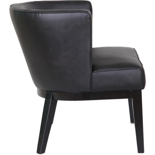 Boss Ava Accent Chair-Black - Black Vinyl, Plush Seat - Black Vinyl Back - Black Frame - Four-legged Base - 1 Each