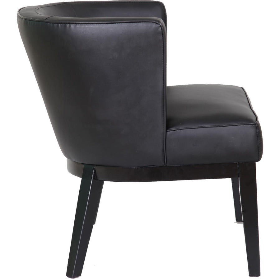 Boss Ava Accent Chair-Black - Black Vinyl, Plush Seat - Black Vinyl Back - Black Frame - Four-legged Base - 1 Each