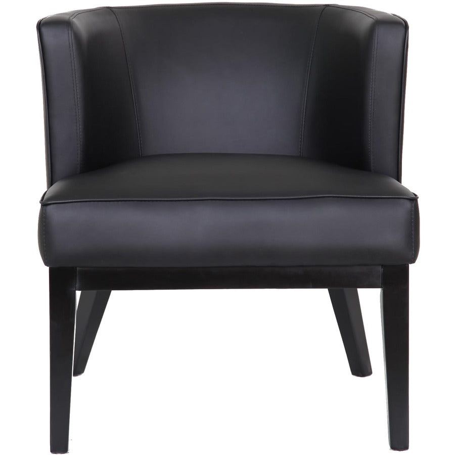 Boss Ava Accent Chair-Black - Black Vinyl, Plush Seat - Black Vinyl Back - Black Frame - Four-legged Base - 1 Each