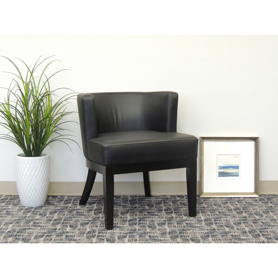 Boss Ava Accent Chair-Black - Black Vinyl, Plush Seat - Black Vinyl Back - Black Frame - Four-legged Base - 1 Each - 5