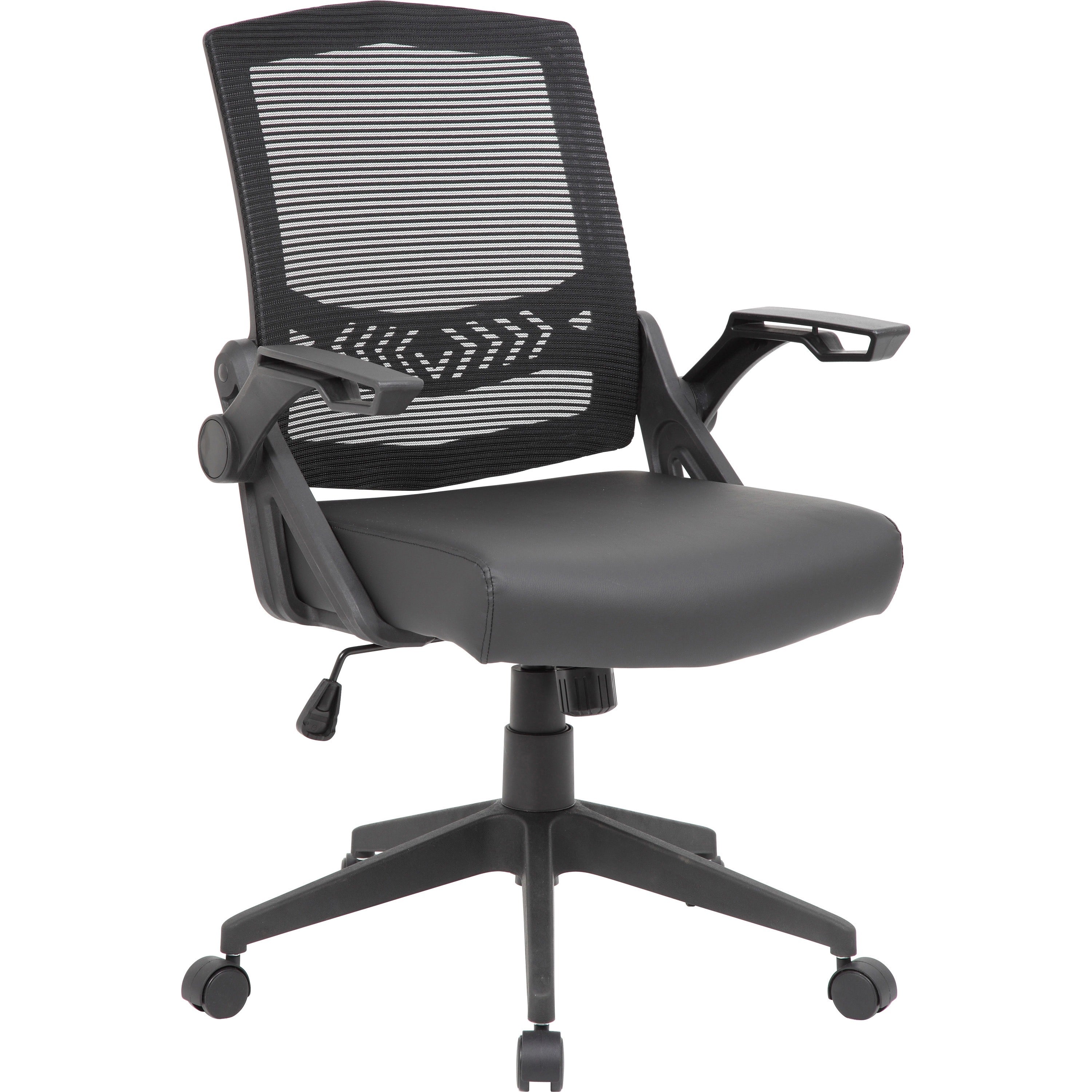 Boss Mesh Flip Arm Task Chair - Black Seat - Black Back - Black Frame - 5-star Base - 1 Each - 1