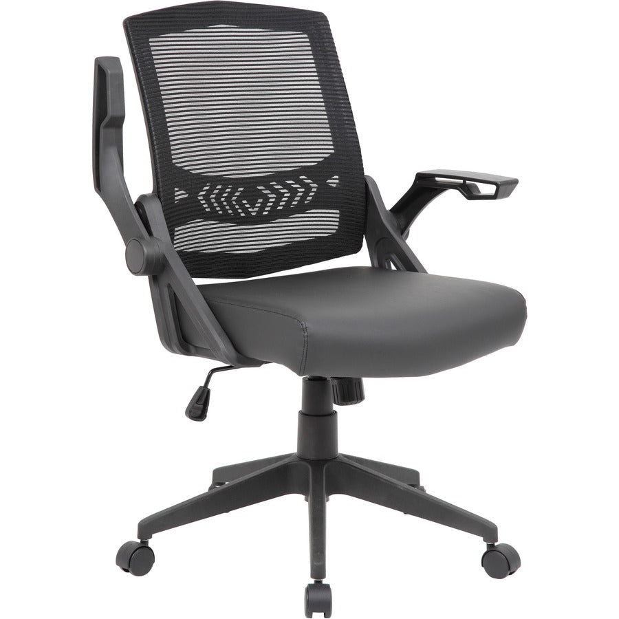 Boss Mesh Flip Arm Task Chair - Black Seat - Black Back - Black Frame - 5-star Base - 1 Each - 8