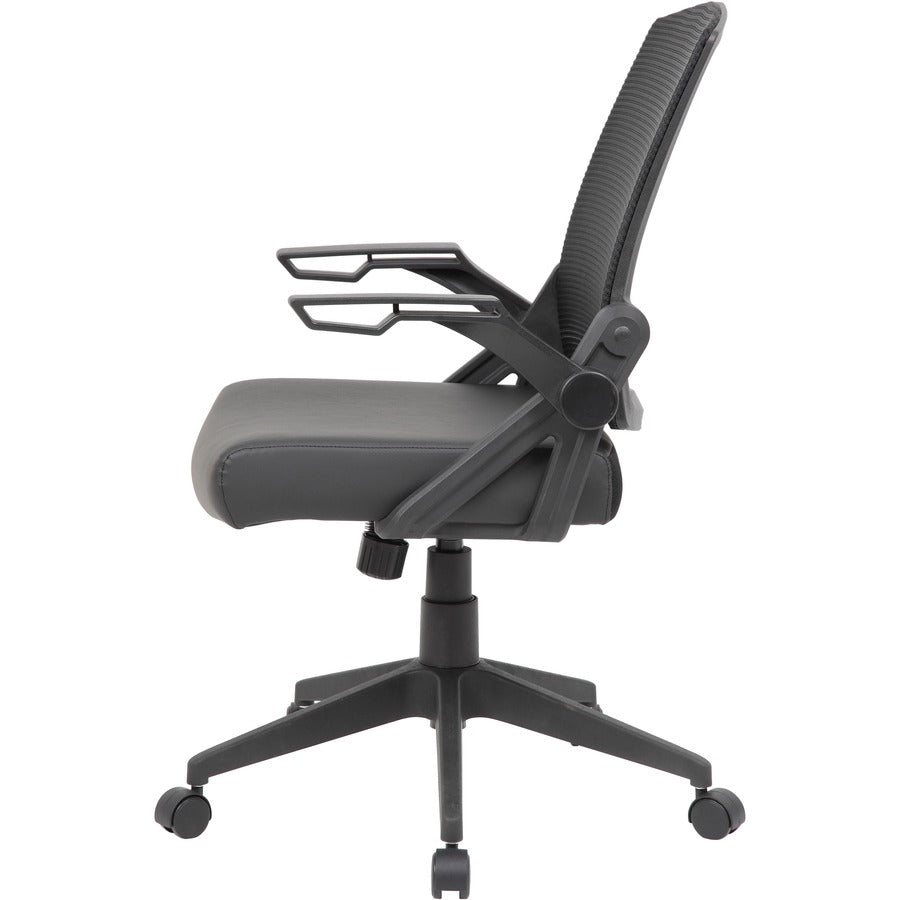 Boss Mesh Flip Arm Task Chair - Black Seat - Black Back - Black Frame - 5-star Base - 1 Each