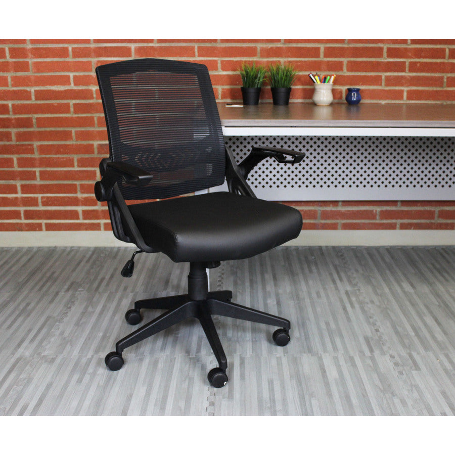 Boss Mesh Flip Arm Task Chair - Black Seat - Black Back - Black Frame - 5-star Base - 1 Each - 7