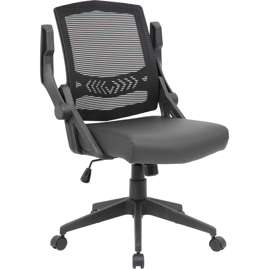 Boss Mesh Flip Arm Task Chair - Black Seat - Black Back - Black Frame - 5-star Base - 1 Each - 6
