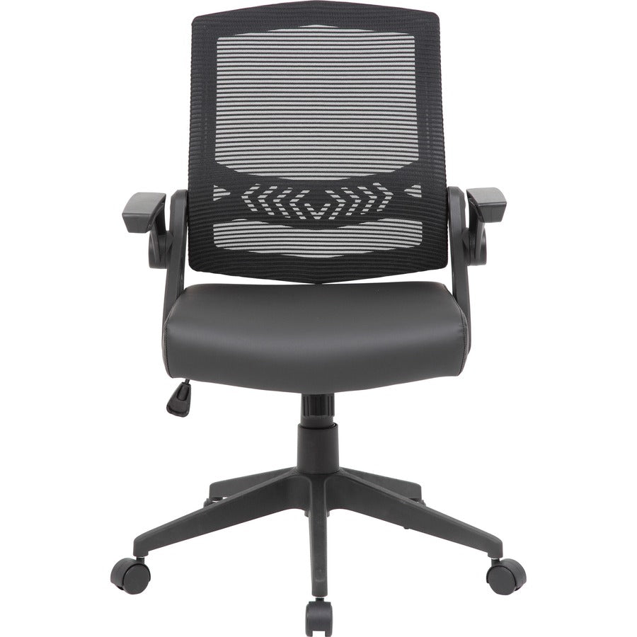 Boss Mesh Flip Arm Task Chair - Black Seat - Black Back - Black Frame - 5-star Base - 1 Each