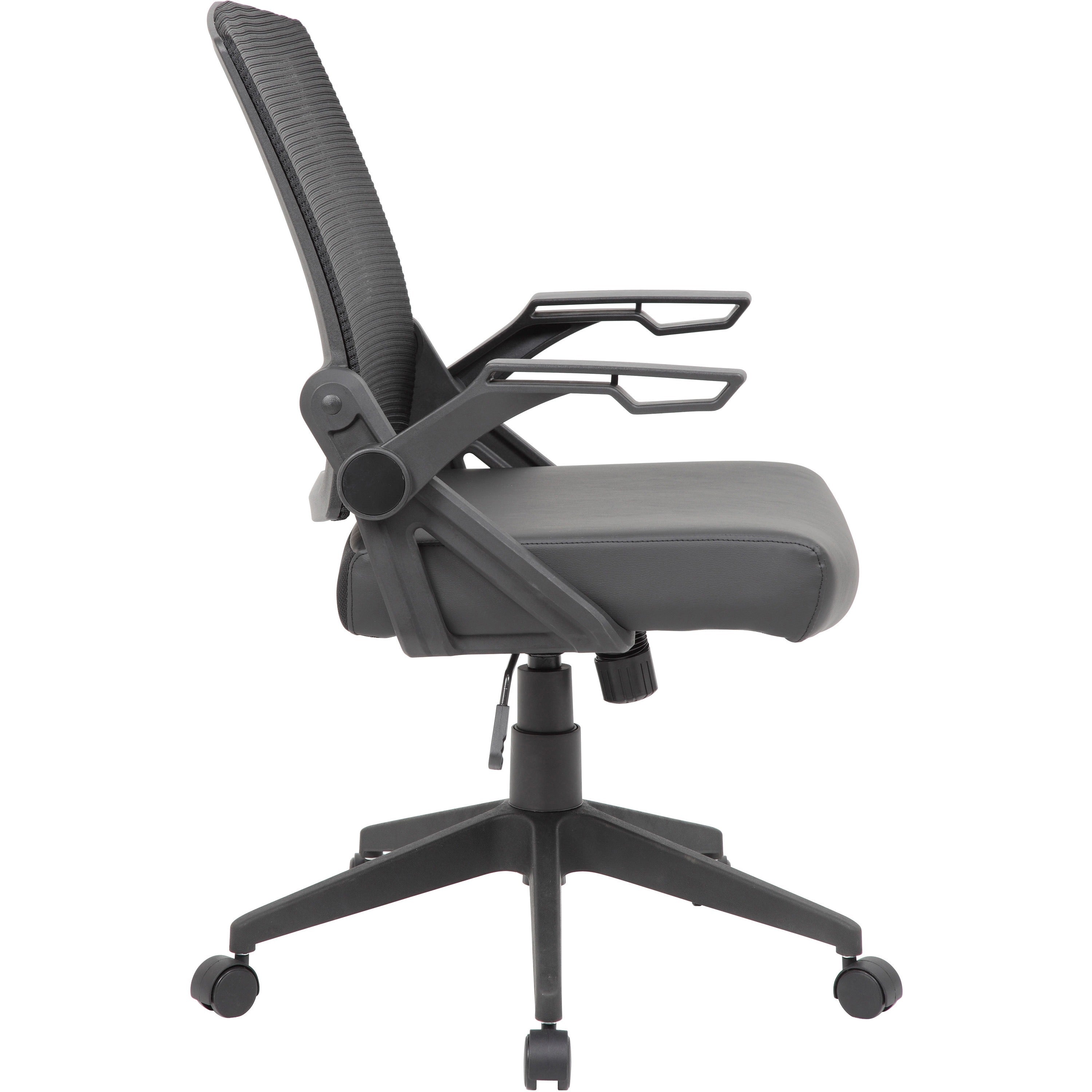 Boss Mesh Flip Arm Task Chair - Black Seat - Black Back - Black Frame - 5-star Base - 1 Each - 5