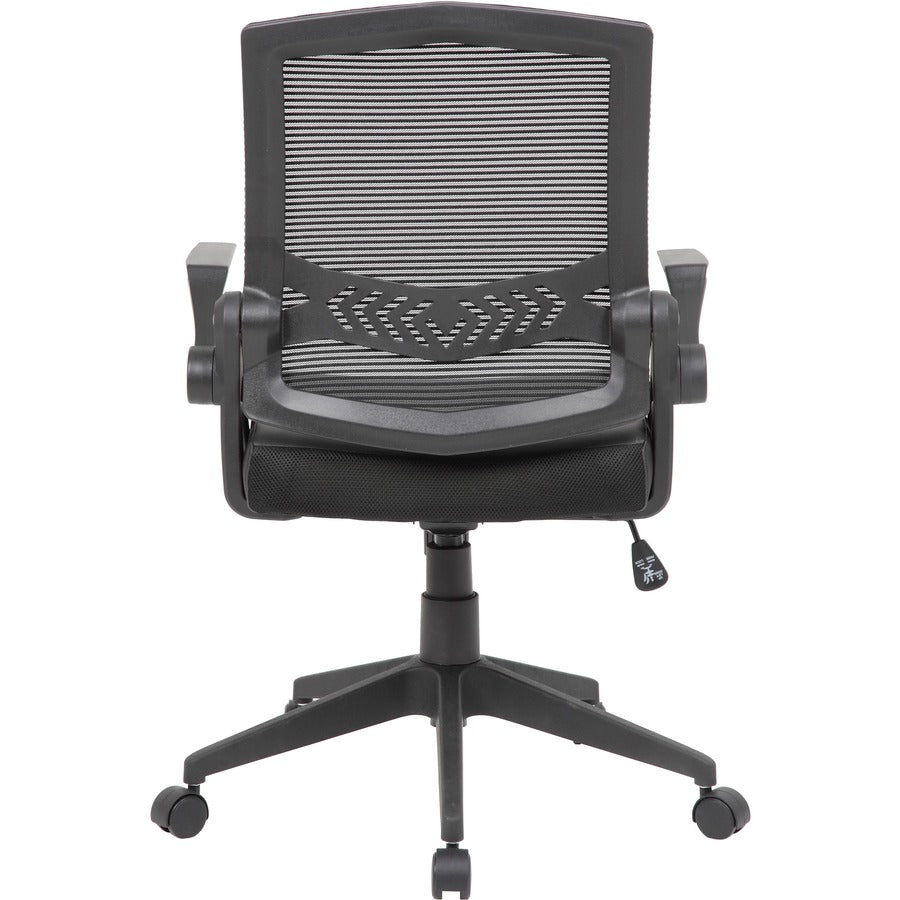 Boss Mesh Flip Arm Task Chair - Black Seat - Black Back - Black Frame - 5-star Base - 1 Each