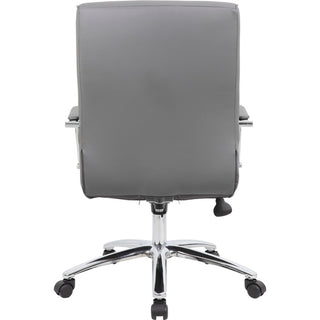 Boss Modern Executive Conference Chair-Ribbed Grey - Vinyl Seat - Vinyl Back - Chrome Frame - 5-star Base - Ribbed Gray - Armrest - 1 Each