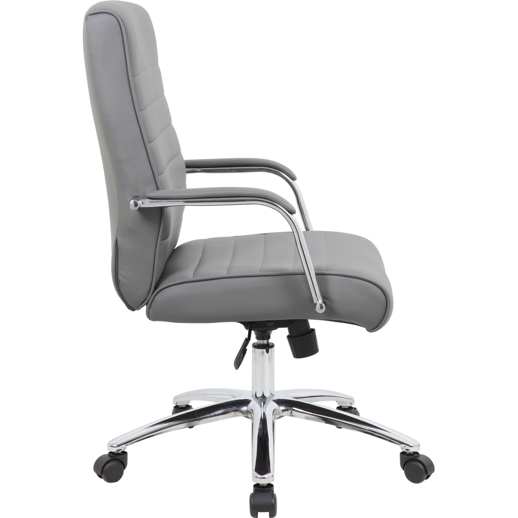 Boss Modern Executive Conference Chair-Ribbed Grey - Vinyl Seat - Vinyl Back - Chrome Frame - 5-star Base - Ribbed Gray - Armrest - 1 Each - 5