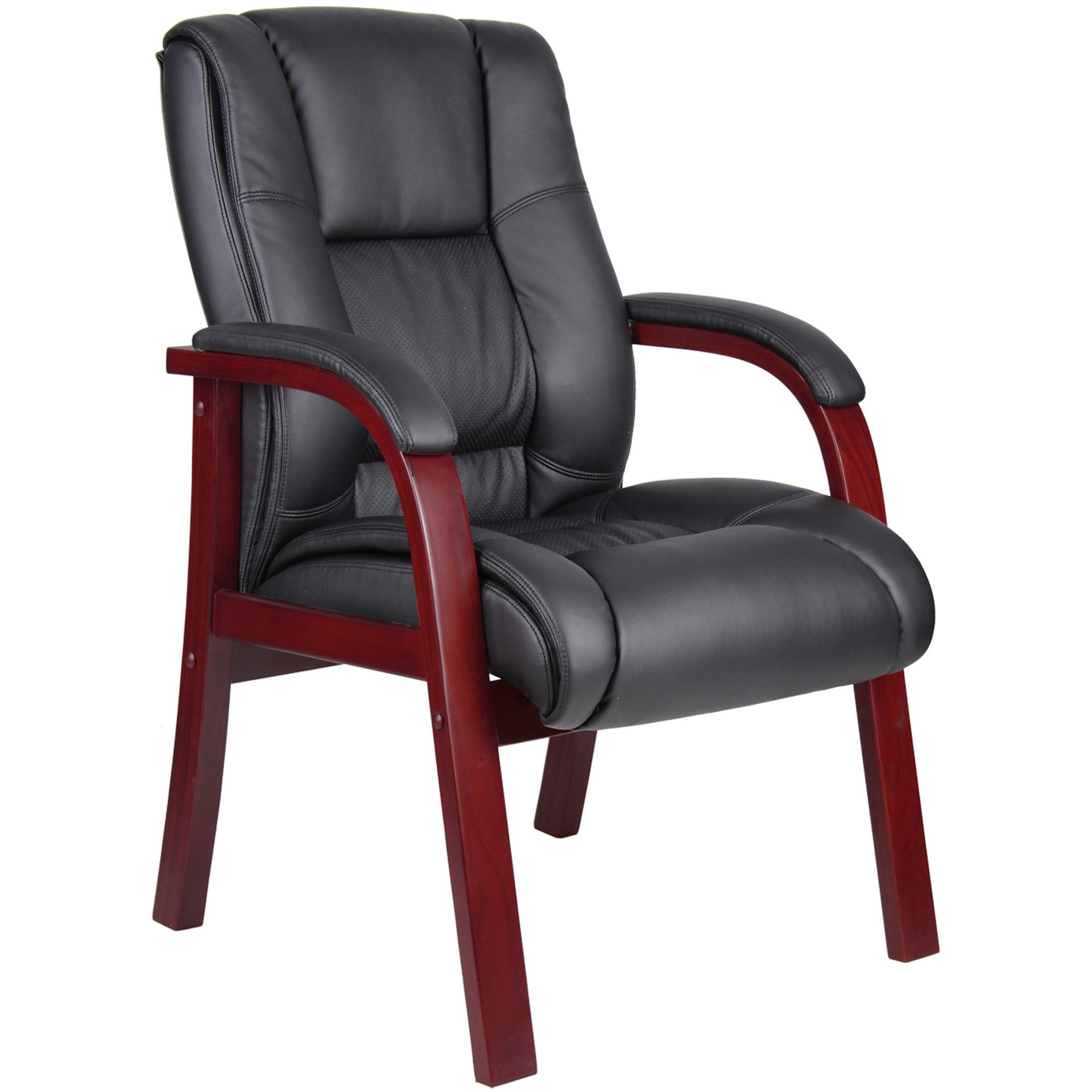 boss-b8999-m-guest-chair-black-vinyl-seat-black-vinyl-back-mahogany-frame-mid-back-four-legged-base-1-each_bopb8999m - 1