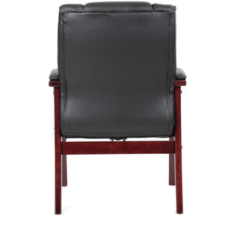 Boss B8999-M Guest Chair - Black Vinyl Seat - Black Vinyl Back - Mahogany Frame - Mid Back - Four-legged Base - 1 Each