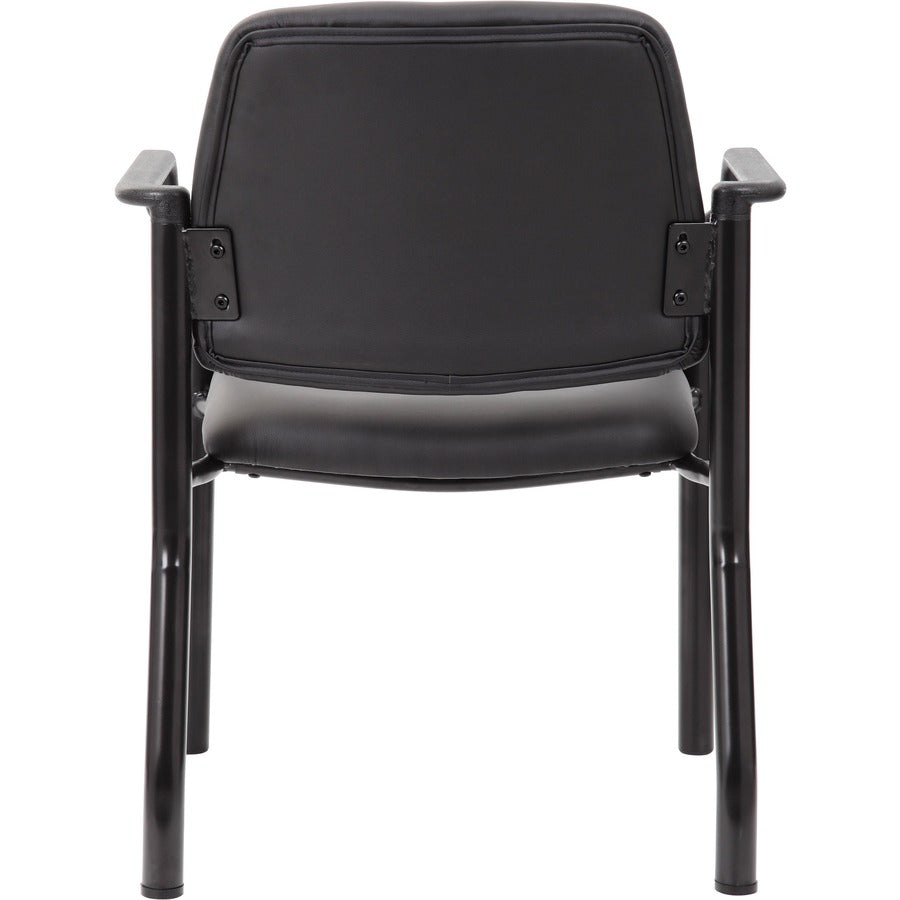 Boss Antimicrobial Guest Chair, 300 lb. Weight Capacity - Black Vinyl Seat - Black Vinyl Back - Black Steel Frame - Mid Back - Four-legged Base