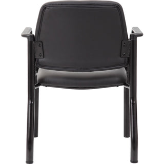 Boss Antimicrobial Guest Chair, 300 lb. Weight Capacity - Black Vinyl Seat - Black Vinyl Back - Black Steel Frame - Mid Back - Four-legged Base