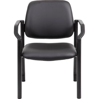 Boss Antimicrobial Guest Chair, 300 lb. Weight Capacity - Black Vinyl Seat - Black Vinyl Back - Black Steel Frame - Mid Back - Four-legged Base
