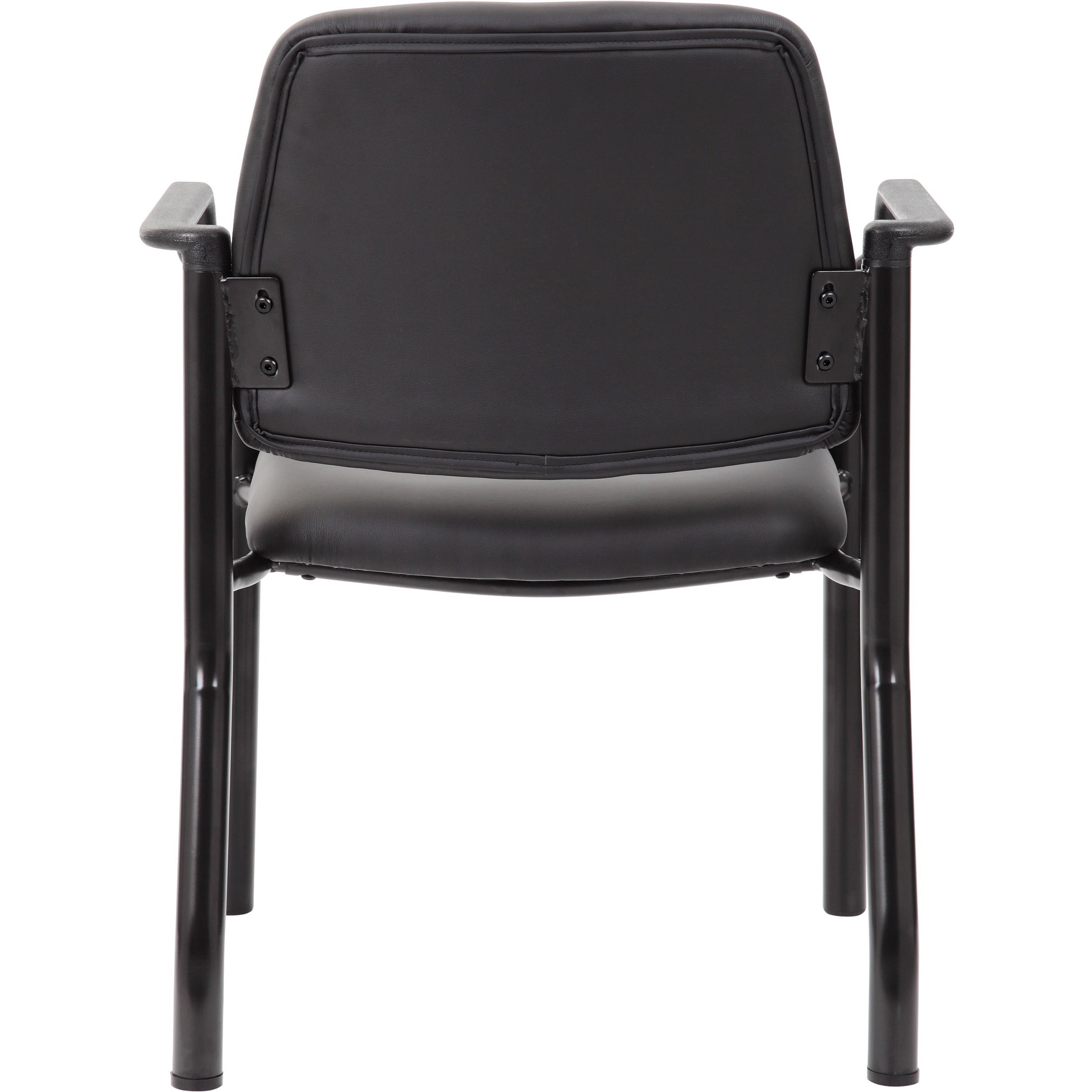 Boss Antimicrobial Guest Chair, 300 lb. Weight Capacity - Black Vinyl Seat - Black Vinyl Back - Black Steel Frame - Mid Back - Four-legged Base - 4