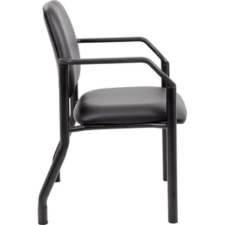 Boss Antimicrobial Guest Chair, 300 lb. Weight Capacity - Black Vinyl Seat - Black Vinyl Back - Black Steel Frame - Mid Back - Four-legged Base