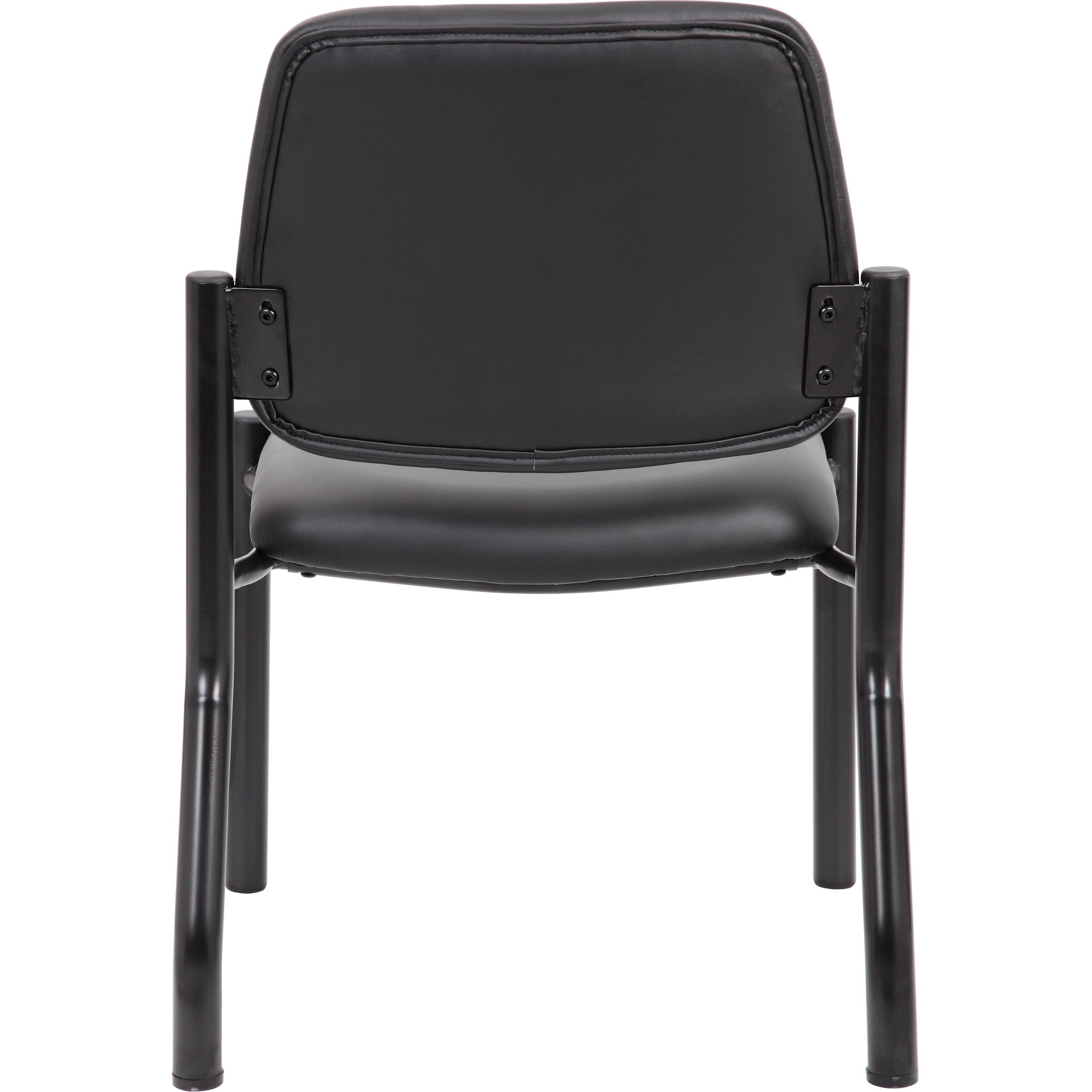 Boss Antimicrobial Armless Guest Chair, 300 lb. Weight Capacity - Black Vinyl Seat - Black Vinyl Back - Black Steel Frame - Mid Back - Four-legged Base - 4