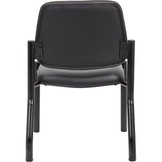 Boss Antimicrobial Armless Guest Chair, 300 lb. Weight Capacity - Black Vinyl Seat - Black Vinyl Back - Black Steel Frame - Mid Back - Four-legged Base
