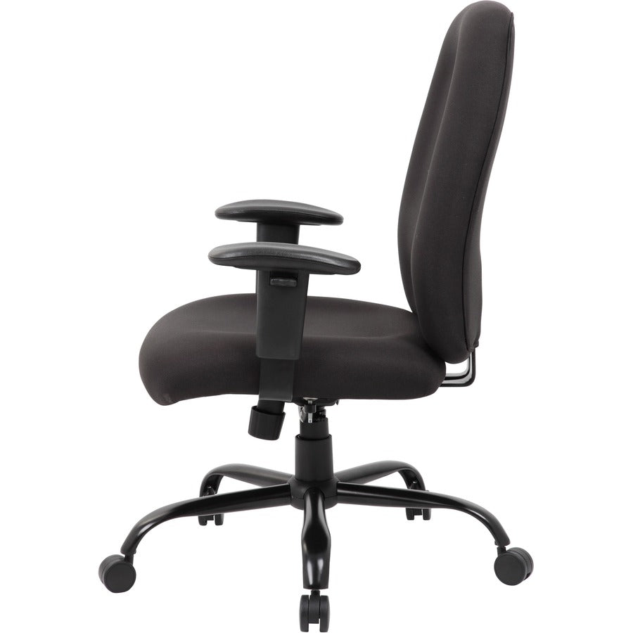 Boss Heavy Duty Task Chair- 400 lbs - Black Crepe Fabric Seat - Black Crepe Fabric Back - Black Frame - 5-star Base - Armrest - 1 Each