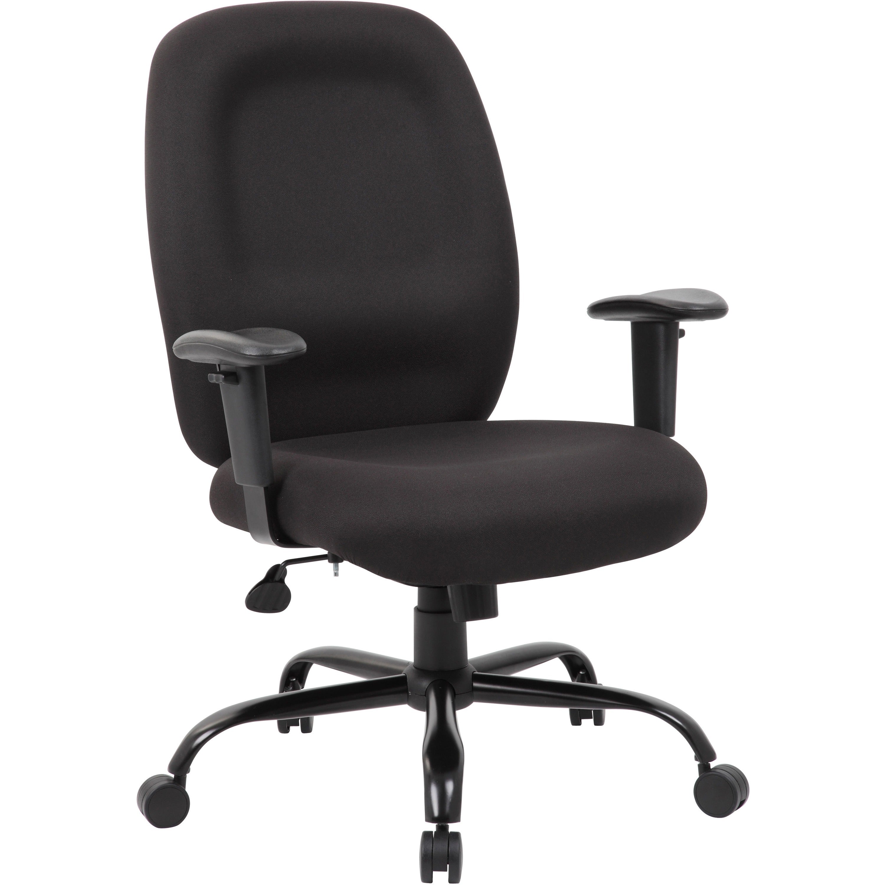 Boss Heavy Duty Task Chair- 400 lbs - Black Crepe Fabric Seat - Black Crepe Fabric Back - Black Frame - 5-star Base - Armrest - 1 Each - 1