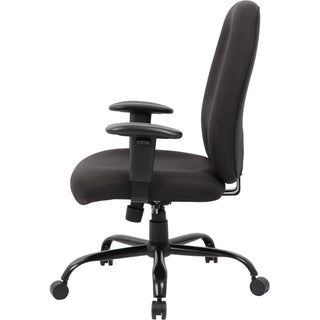 Boss Heavy Duty Task Chair- 400 lbs - Black Crepe Fabric Seat - Black Crepe Fabric Back - Black Frame - 5-star Base - Armrest - 1 Each