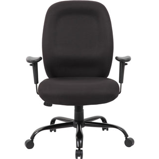 Boss Heavy Duty Task Chair- 400 lbs - Black Crepe Fabric Seat - Black Crepe Fabric Back - Black Frame - 5-star Base - Armrest - 1 Each