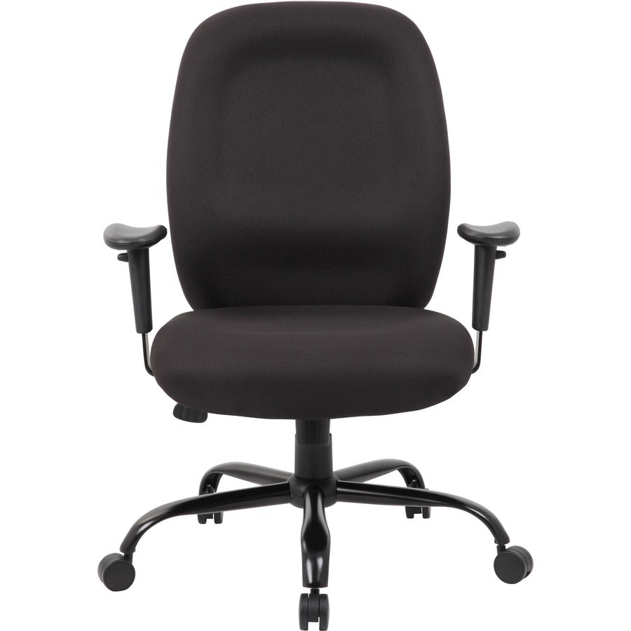 Boss Heavy Duty Task Chair- 400 lbs - Black Crepe Fabric Seat - Black Crepe Fabric Back - Black Frame - 5-star Base - Armrest - 1 Each