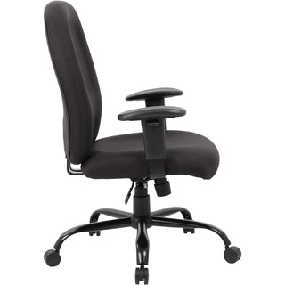 Boss Heavy Duty Task Chair- 400 lbs - Black Crepe Fabric Seat - Black Crepe Fabric Back - Black Frame - 5-star Base - Armrest - 1 Each