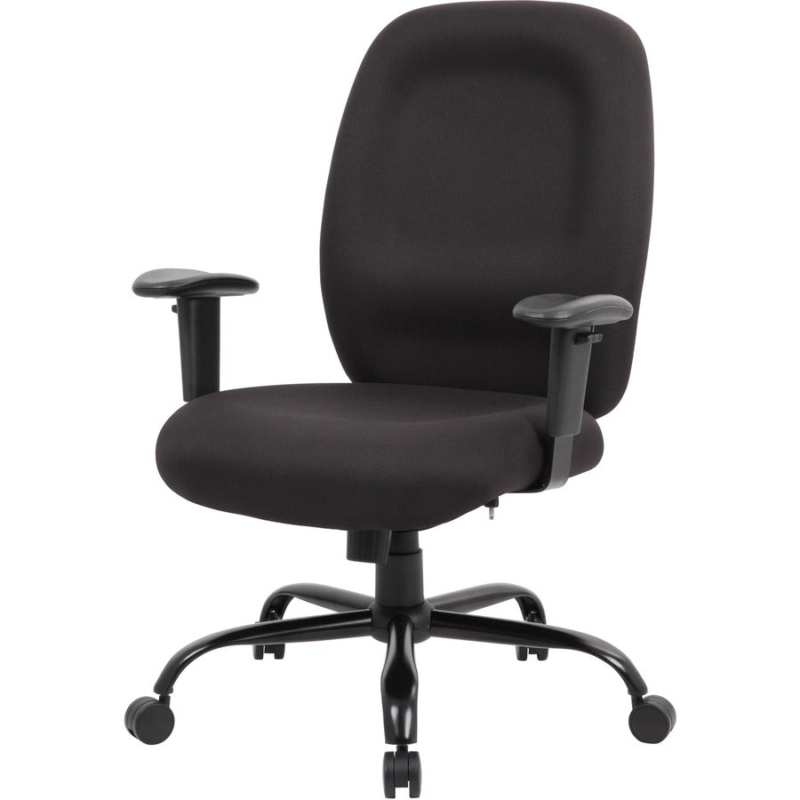 Boss Heavy Duty Task Chair- 400 lbs - Black Crepe Fabric Seat - Black Crepe Fabric Back - Black Frame - 5-star Base - Armrest - 1 Each - 7