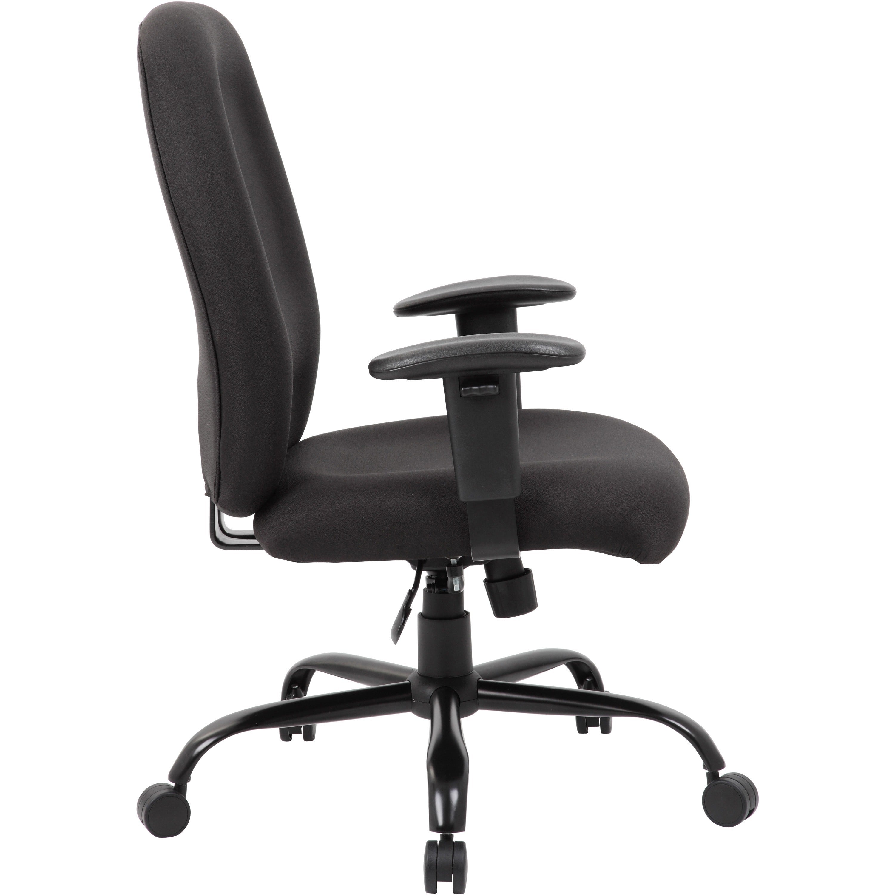 Boss Heavy Duty Task Chair- 400 lbs - Black Crepe Fabric Seat - Black Crepe Fabric Back - Black Frame - 5-star Base - Armrest - 1 Each - 5