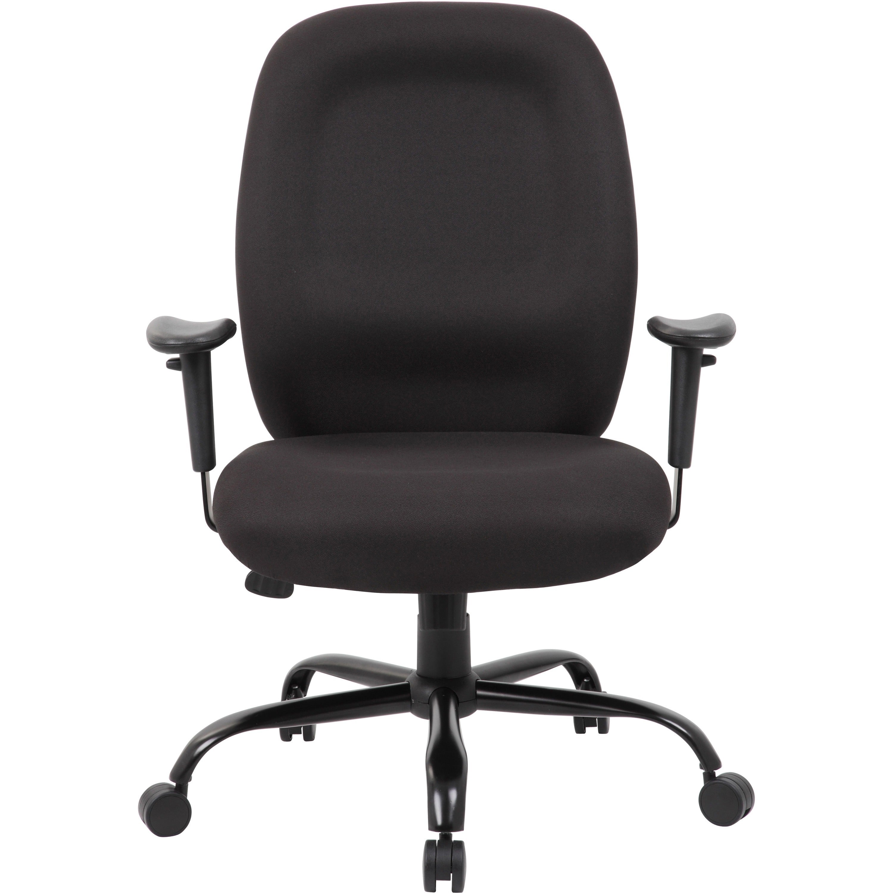 Boss Heavy Duty Task Chair- 400 lbs - Black Crepe Fabric Seat - Black Crepe Fabric Back - Black Frame - 5-star Base - Armrest - 1 Each - 2