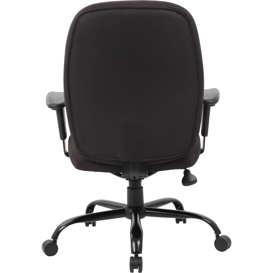Boss Heavy Duty Task Chair- 400 lbs - Black Crepe Fabric Seat - Black Crepe Fabric Back - Black Frame - 5-star Base - Armrest - 1 Each