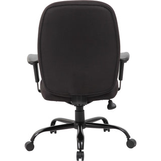 Boss Heavy Duty Task Chair- 400 lbs - Black Crepe Fabric Seat - Black Crepe Fabric Back - Black Frame - 5-star Base - Armrest - 1 Each