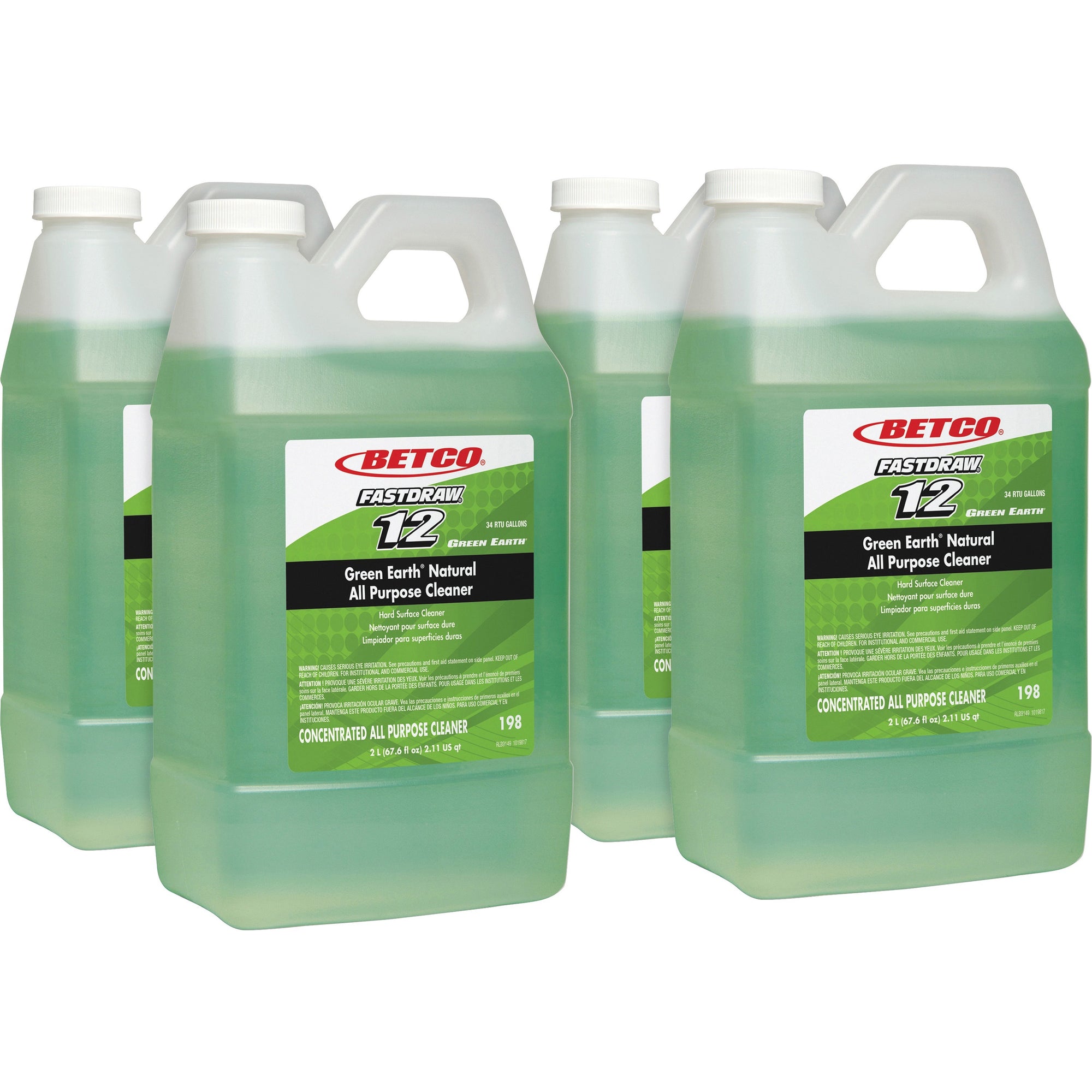 Green Earth Green Earth Natural All Purpose Cleaner - Concentrate - 67.6 fl oz (2.1 quart) - Clean Scent - 4 / Carton - Bio-based, Solvent-free, Streak-free, Non-smearing, Versatile - Green