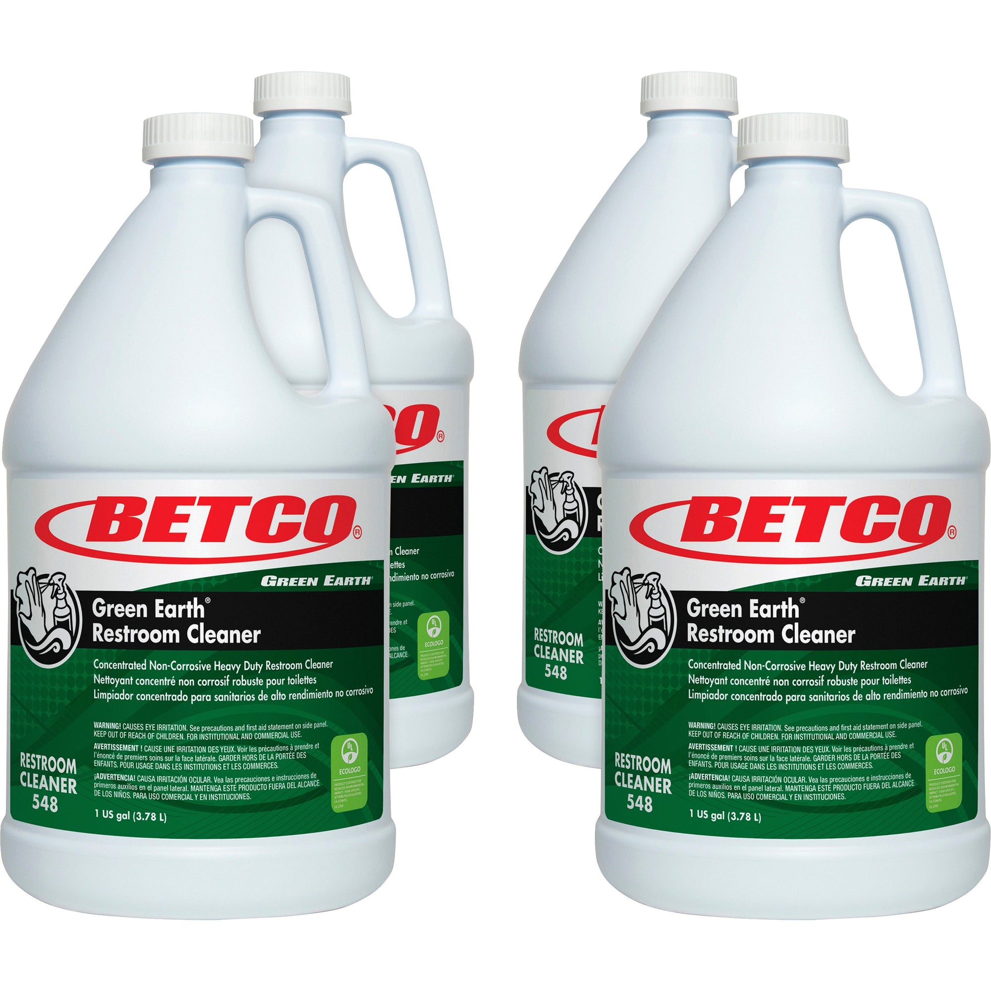 Green Earth Restroom Cleaner - Concentrate - 128 fl oz (4 quart) - Citrus Floral Scent - 4 / Carton - Non-corrosive, Heavy Duty, Water Soluble - Green