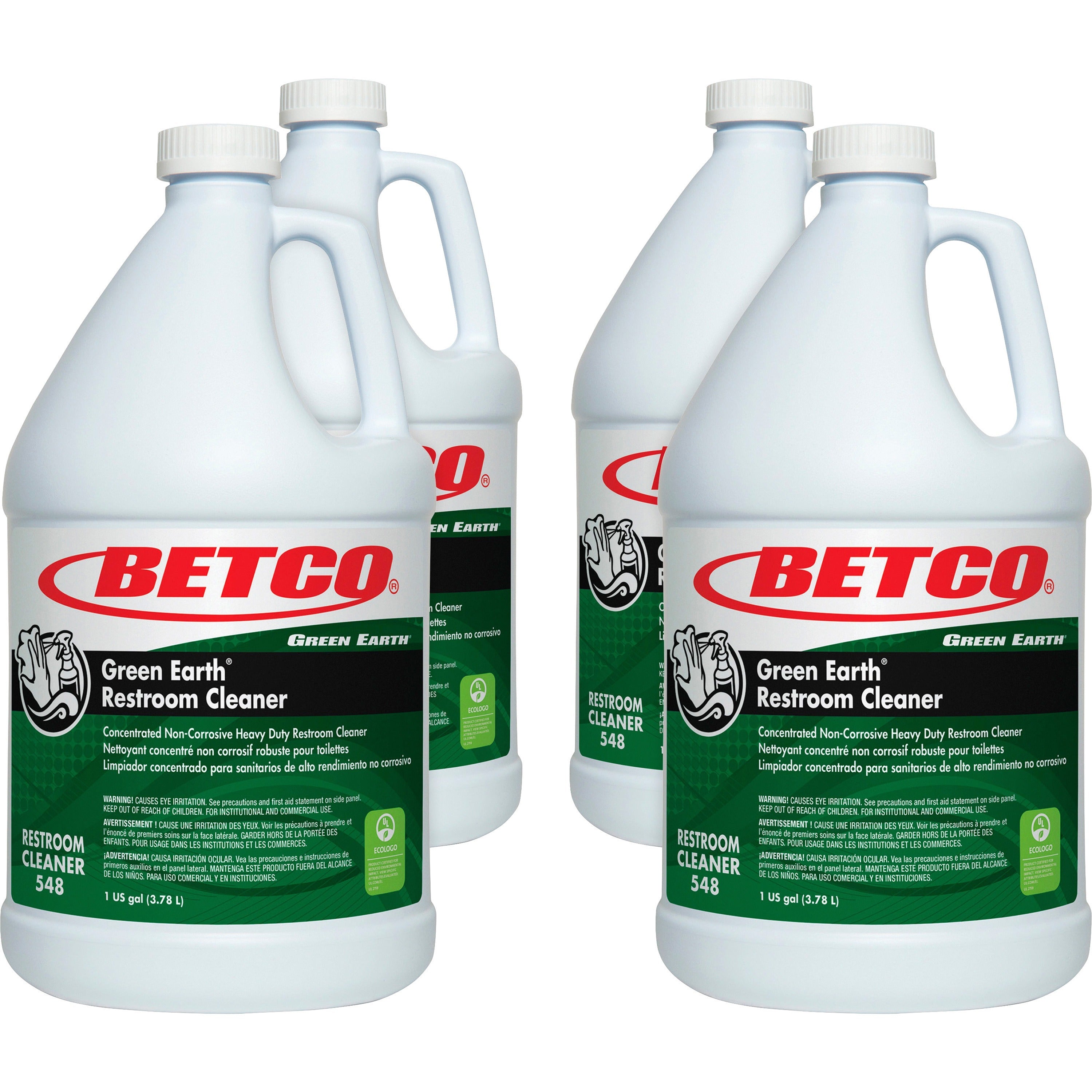 Green Earth Restroom Cleaner - Concentrate - 128 fl oz (4 quart) - Citrus Floral Scent - 4 / Carton - Non-corrosive, Heavy Duty, Water Soluble - Green