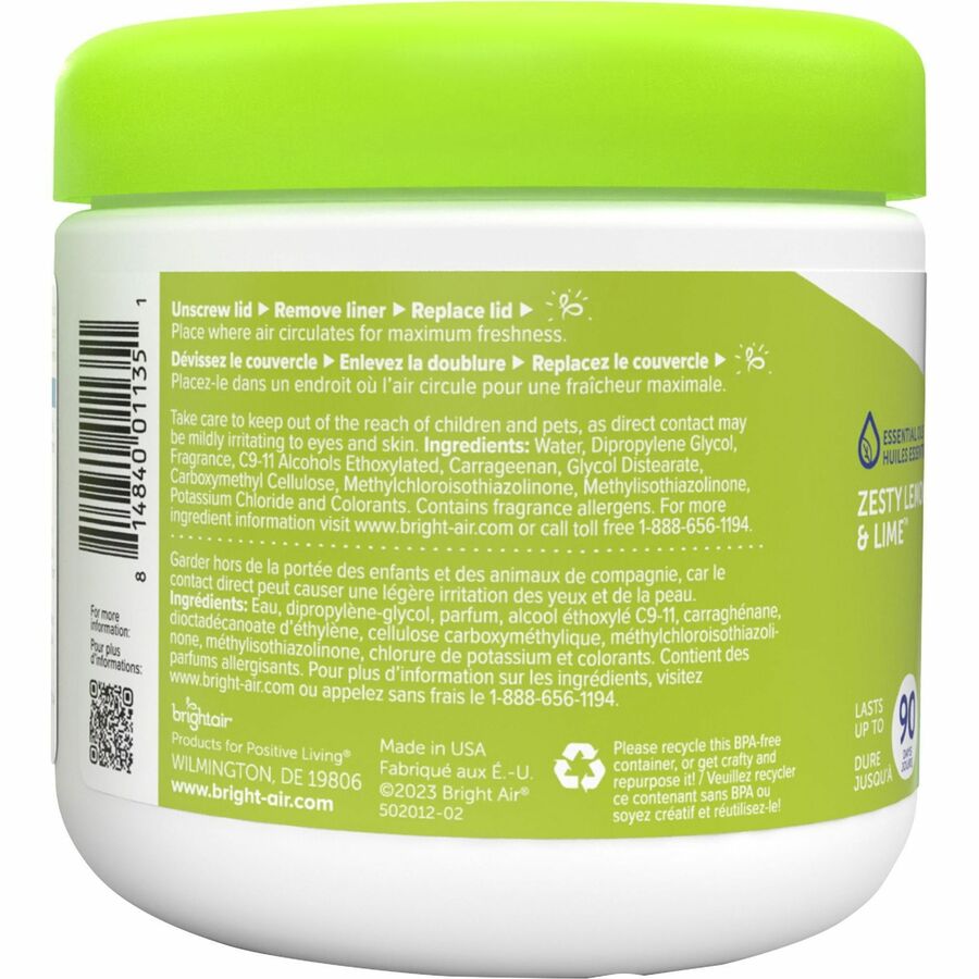 Bright Air Zesty Lemon Super Odor Eliminator - 14 fl oz (0.4 quart) - Lemon, Lime, Zesty Lemon - 60 Day - 6 / Carton - Odor Neutralizer, Long Lasting