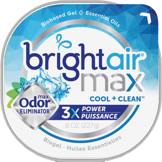 Bright Air Max Scented Gel Odor Eliminator - Gel - 8 oz - Cool Clean - 6 / Carton - Odor Neutralizer, Phthalate-free, Paraben-free, BHT Free, Bio-based, Formaldehyde-free, NPE-free