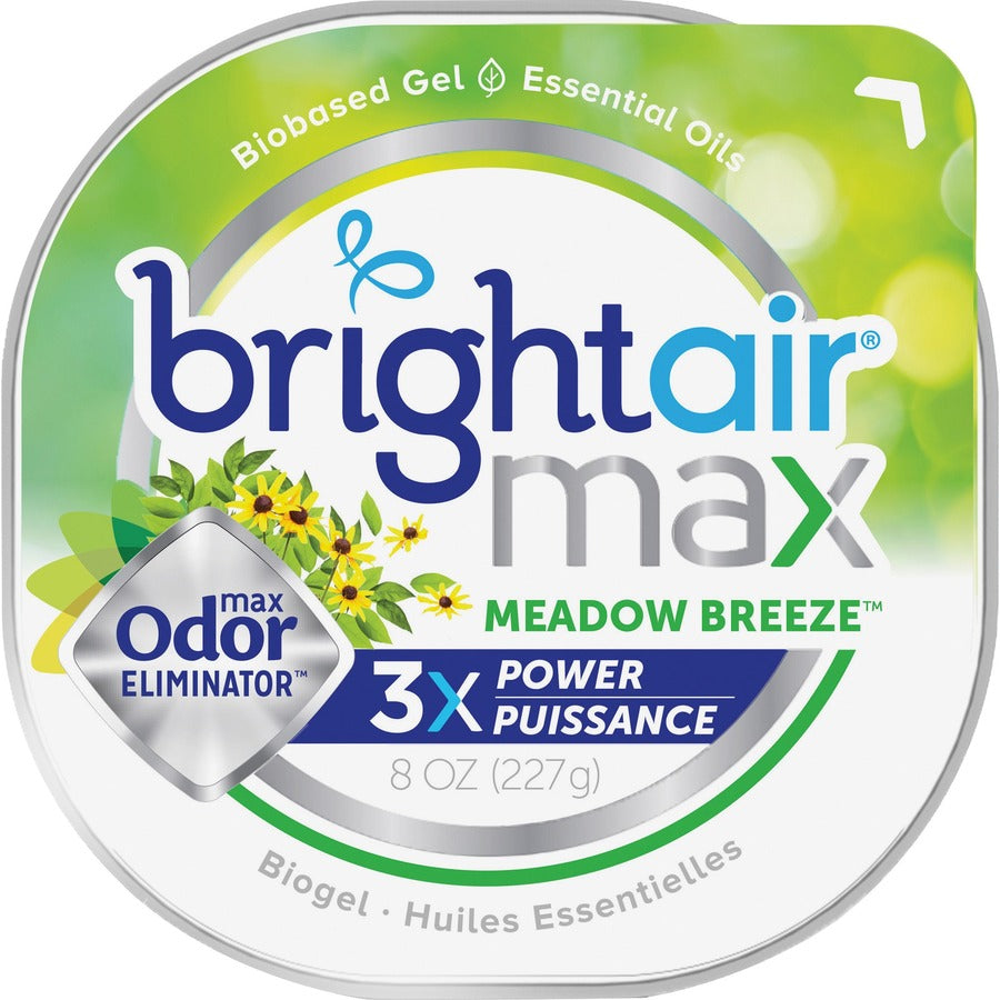 Bright Air Max Scented Gel Odor Eliminator - Gel - 8 oz - Meadow Breeze - 6 / Carton - Odor Neutralizer, Phthalate-free, Paraben-free, BHT Free, Bio-based, Formaldehyde-free, NPE-free