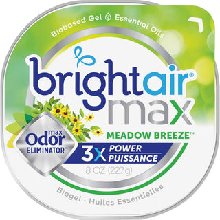 Bright Air Max Scented Gel Odor Eliminator - Gel - 8 oz - Meadow Breeze - 6 / Carton - Odor Neutralizer, Phthalate-free, Paraben-free, BHT Free, Bio-based, Formaldehyde-free, NPE-free